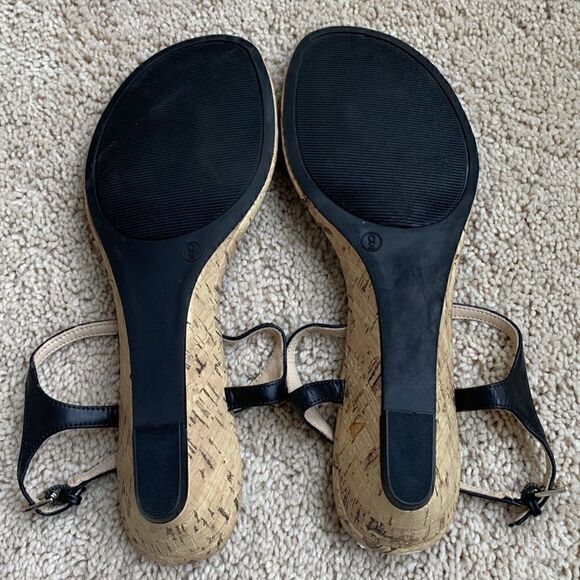 ‎Jones Studio Beaded Boho wedge ankle strap cork sandals Black Size 9 - Picture 6 of 8